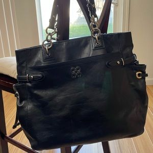 Coach Colette Black Leather Carryall Bag